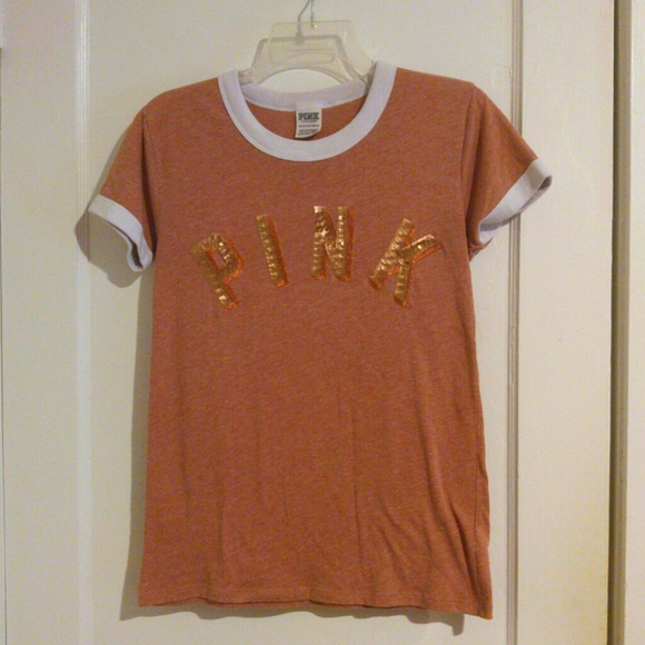PINK Victoria's Secret Tops - Victoria's Secret PINK light rust colored short sleeve ringer tee size x-small